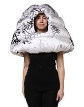 Dolce & Gabbana White Polyester Printed Hood Quilted Hat